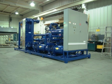 Dual screw chiller with plate heat exchanger and Berg system manager.